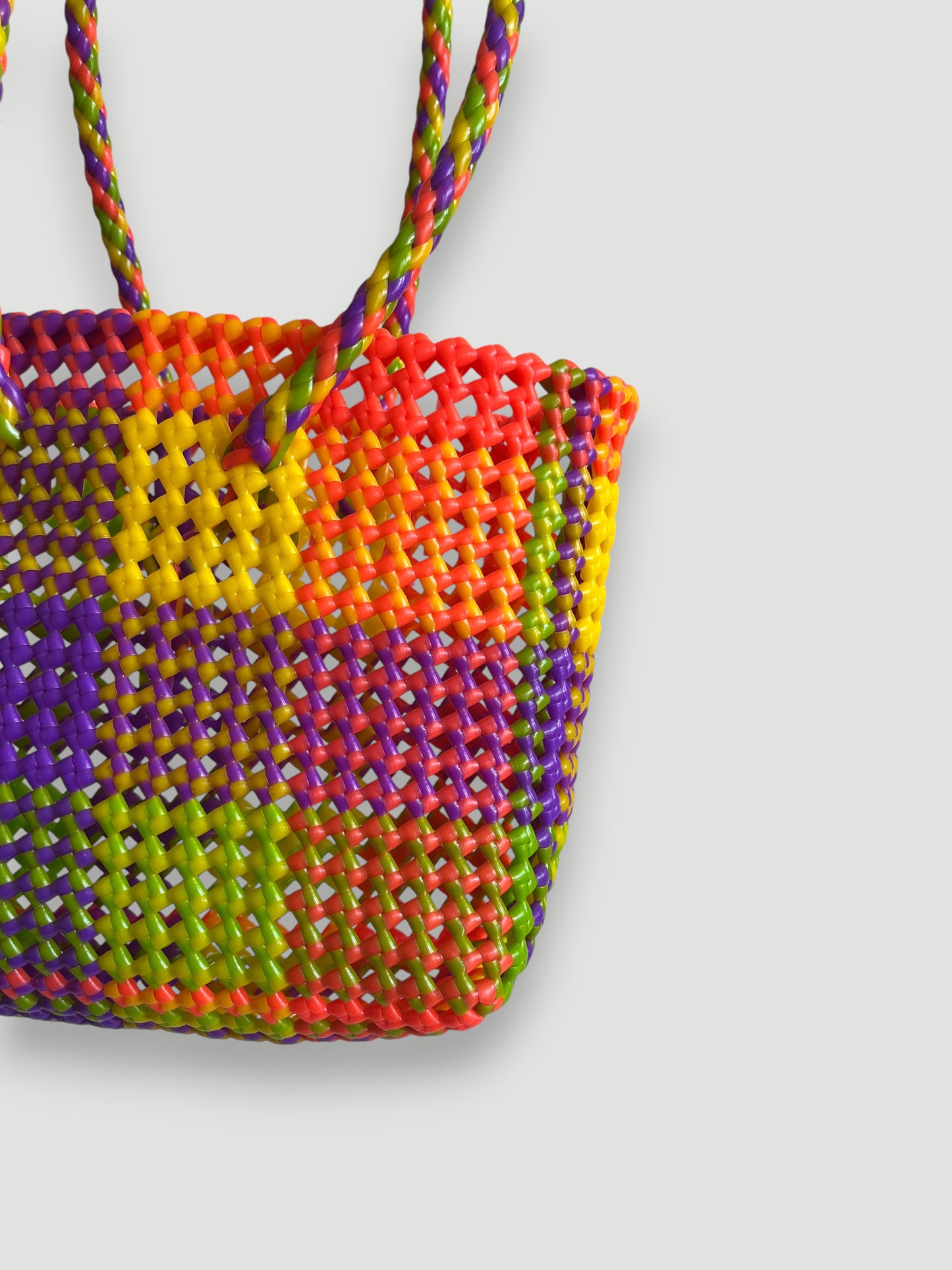 N°460S - SAC PANIER TRESSÉ MAIN - PETIT - multicolors