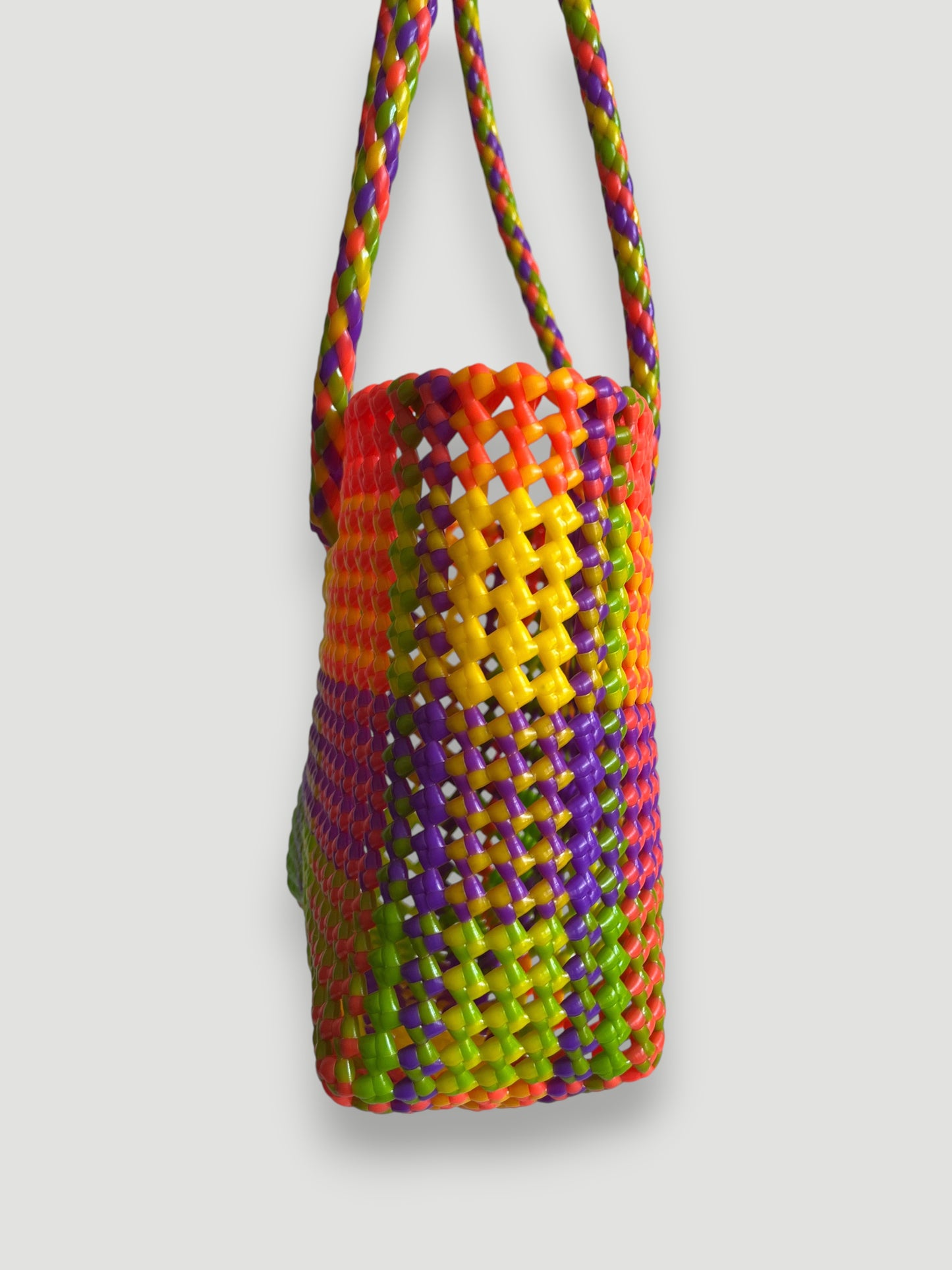 N°460S - SAC PANIER TRESSÉ MAIN - PETIT - multicolors