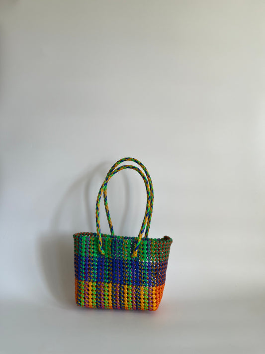 N°461S - SAC CABAS TRESSÉ MAIN - PETIT - multicolors