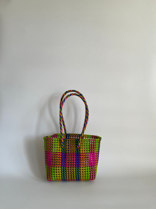 N°462S - SAC CABAS TRESSÉ MAIN - PETIT - multicolors
