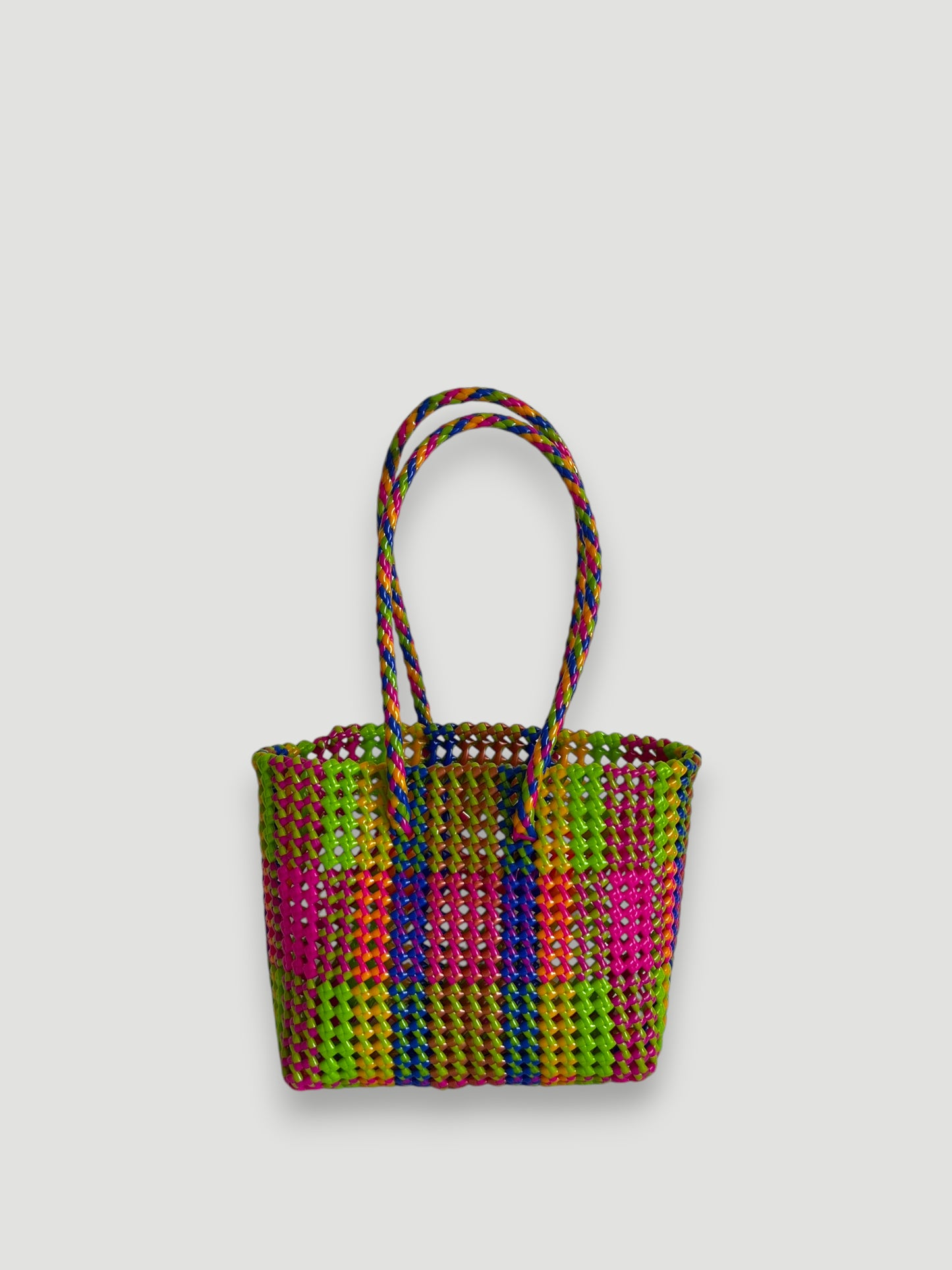 N°462S - SAC PANIER TRESSÉ MAIN - PETIT - multicolors