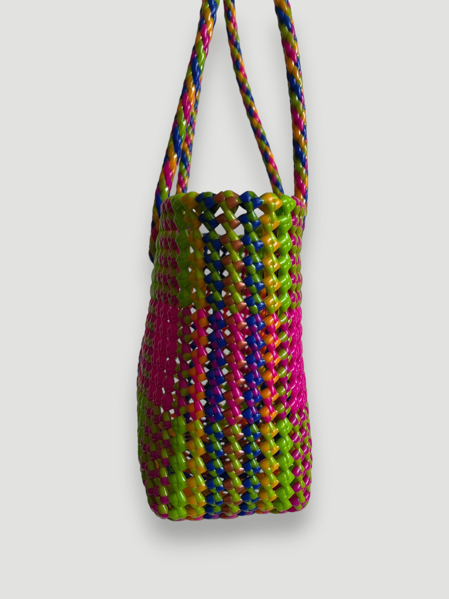 N°462S - SAC PANIER TRESSÉ MAIN - PETIT - multicolors