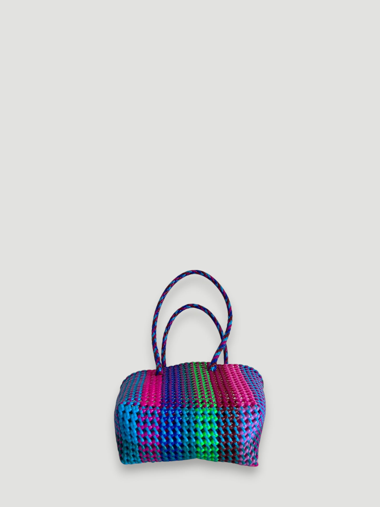 N°466S - SAC PANIER TRESSÉ MAIN - PETIT - multicolors