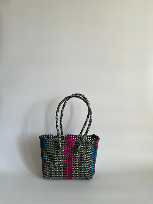 N°465S - SAC CABAS TRESSÉ MAIN - PETIT - multicolors
