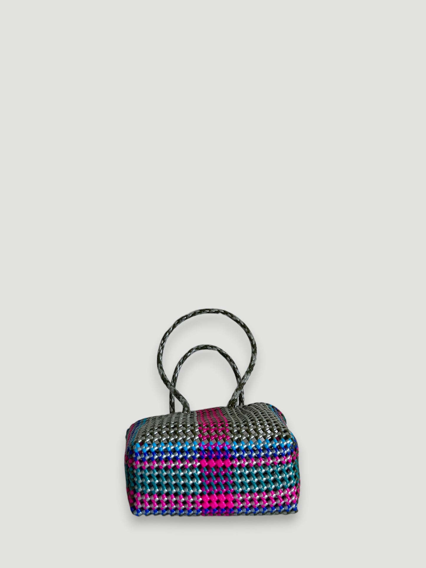 N°465S - SAC PANIER TRESSÉ MAIN - PETIT - multicolors