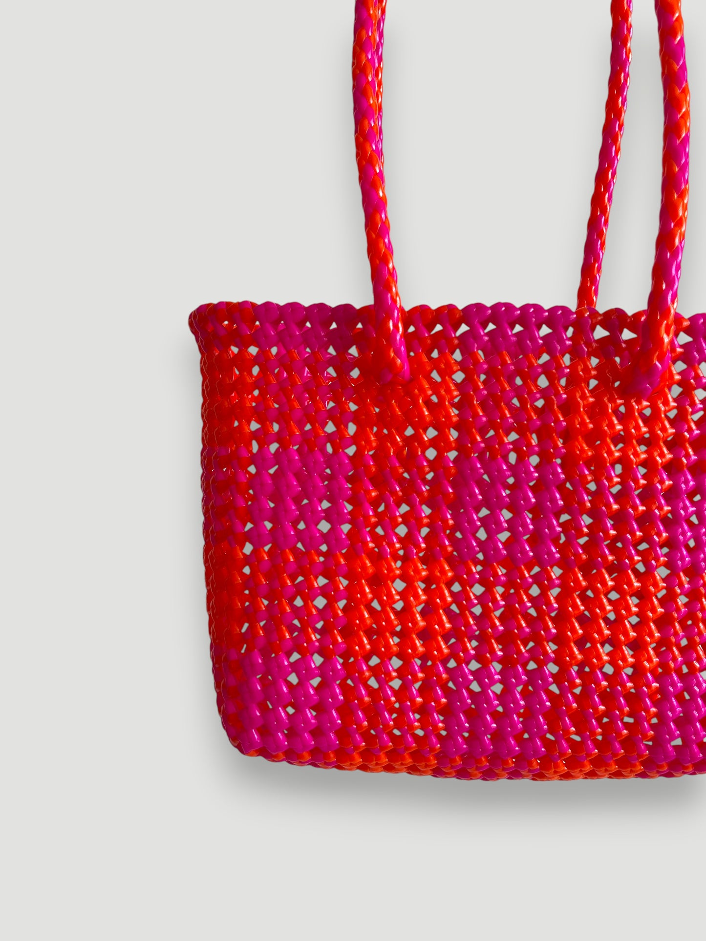 N°97S bis - SAC PANIER IMPARFAIT - PETIT - rose foncé & orange