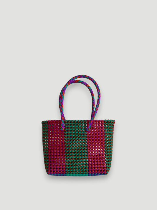No. 235S - Hand-braided basket bag - small - multicoloured