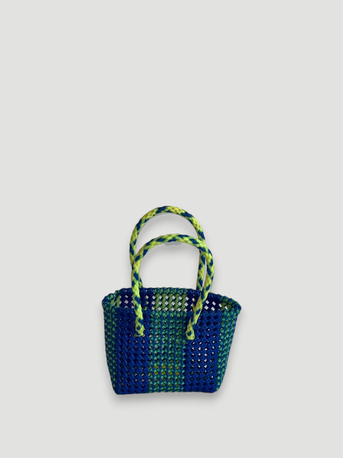No. 121XS - Hand-braided basket bag - mini - neon yellow &amp; dark blue