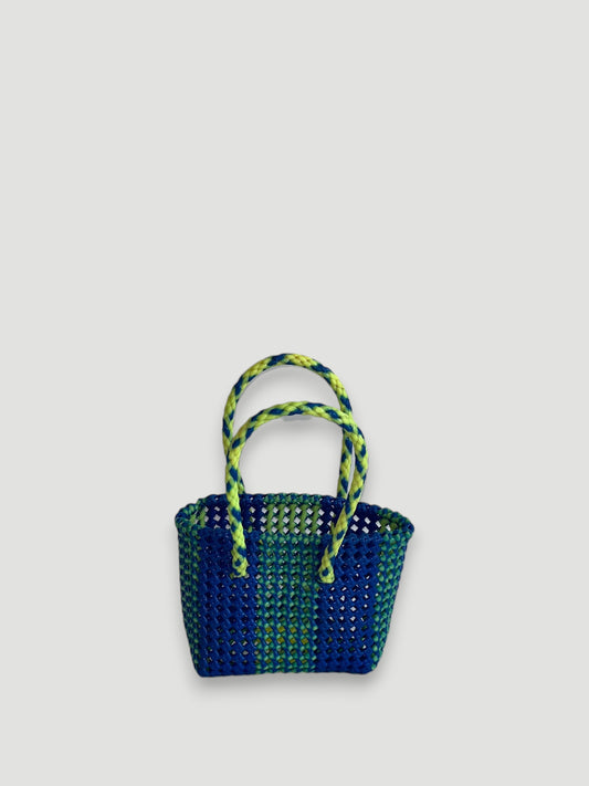 No. 121XS - Hand-braided basket bag - mini - neon yellow &amp; dark blue