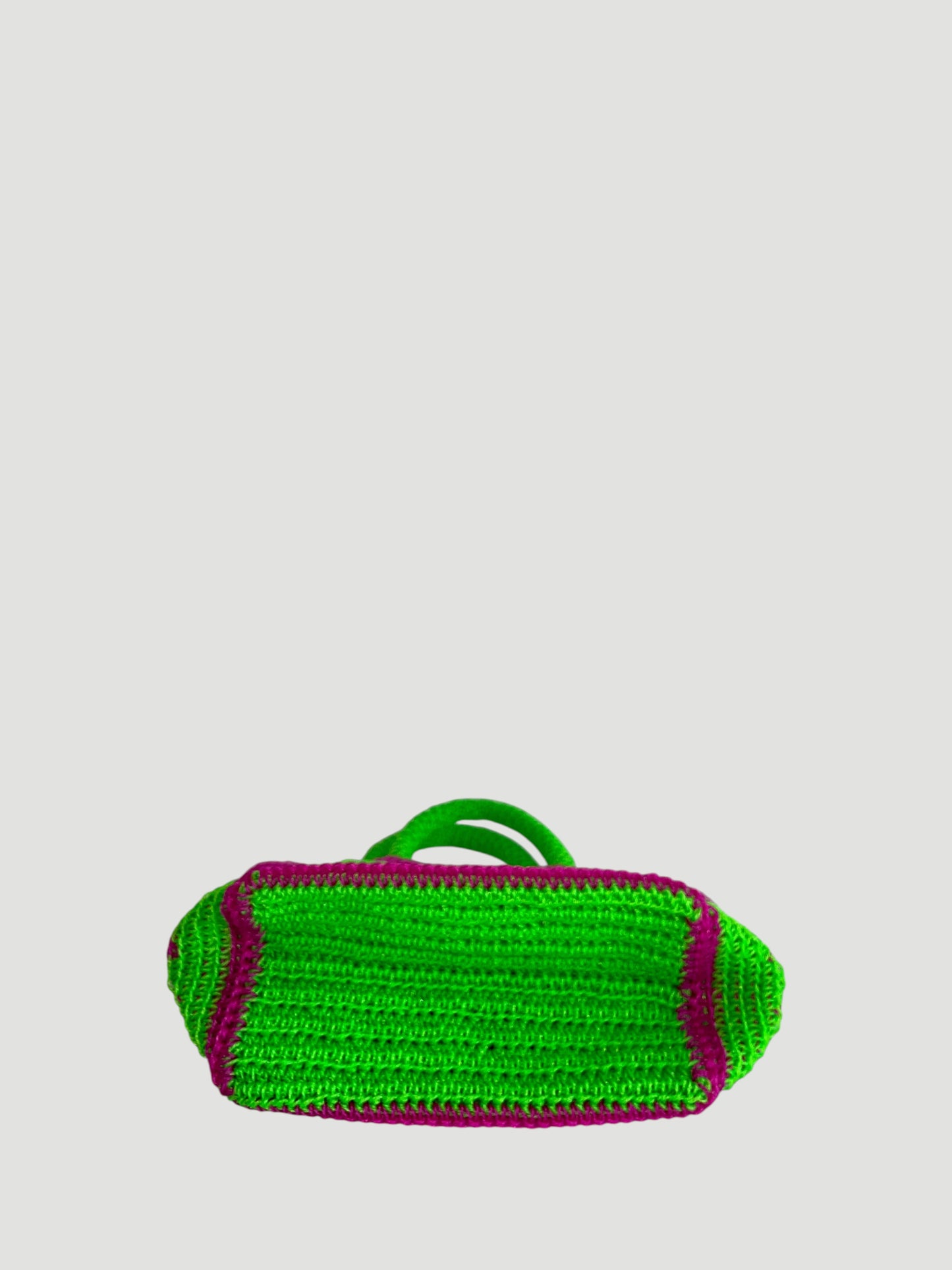 N°23SC - SAC PANIER CROCHET FLEUR XS - MINI - vert fluo & rose fluo