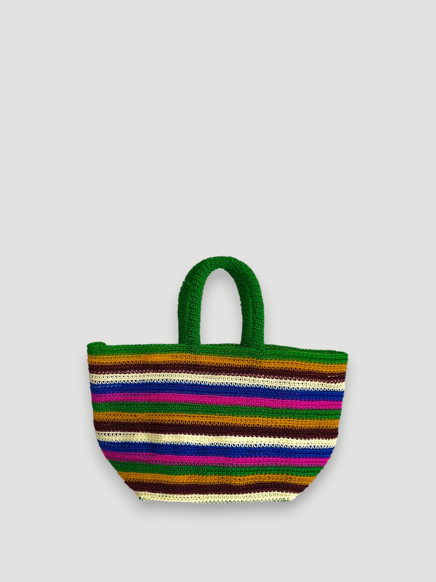 N°4SC - SAC PANIER CROCHET STRI M - MOYEN - multicolors