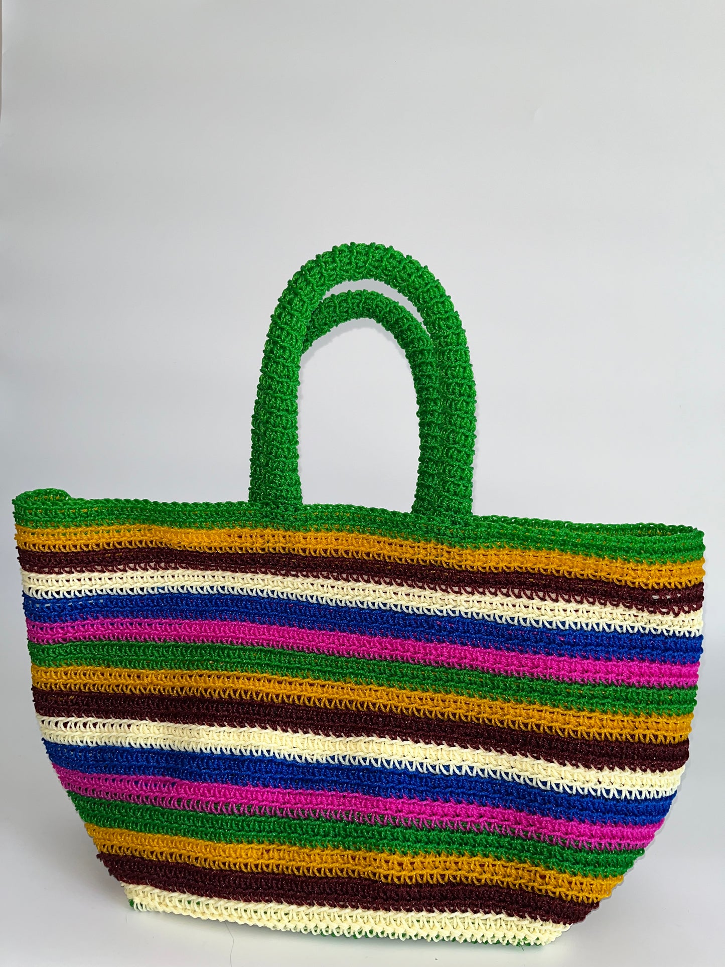 N°4SC - SAC CROCHET STRI M - MOYEN - multicolors