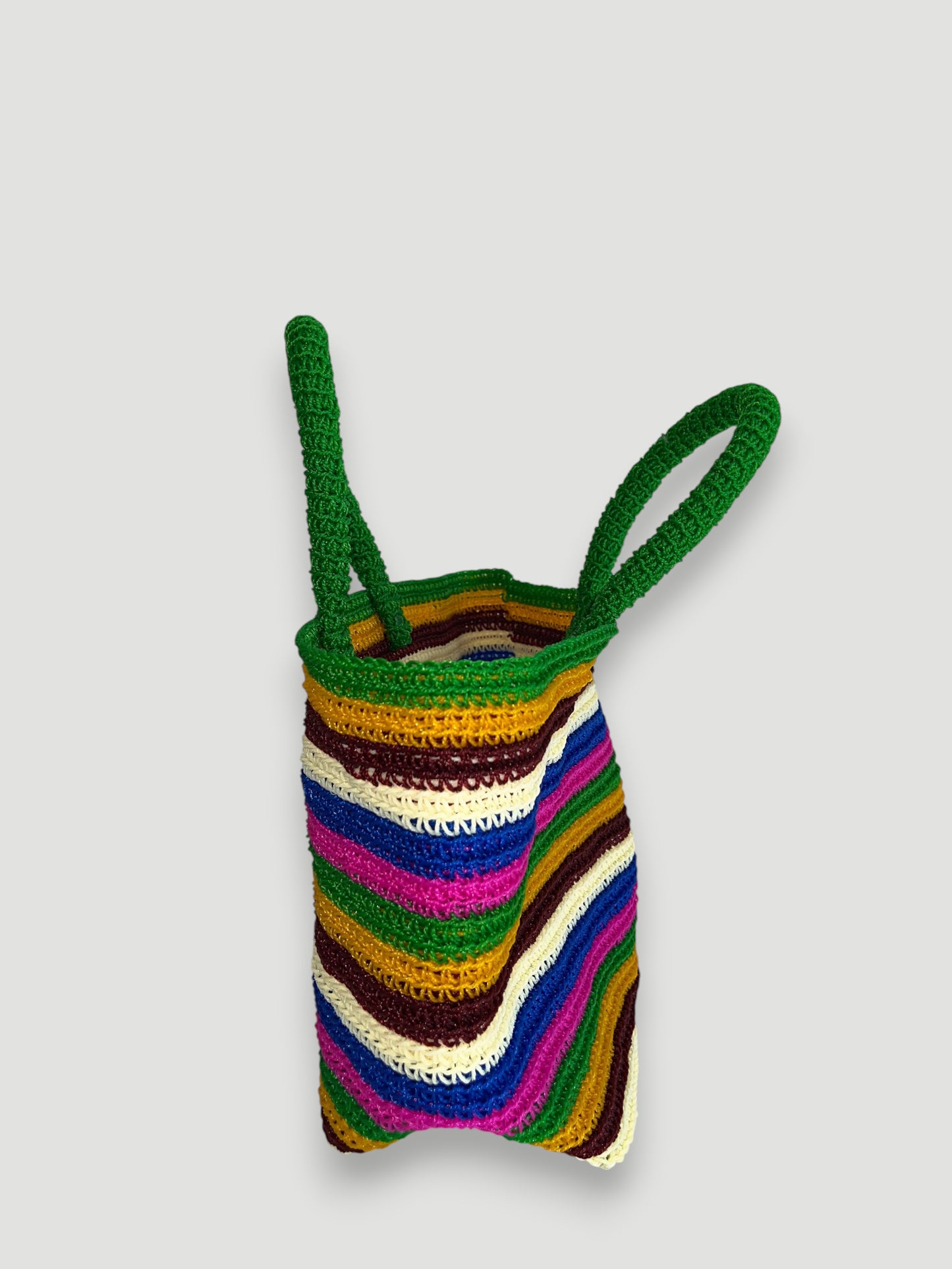 N°4SC - SAC PANIER CROCHET STRI M - MOYEN - multicolors
