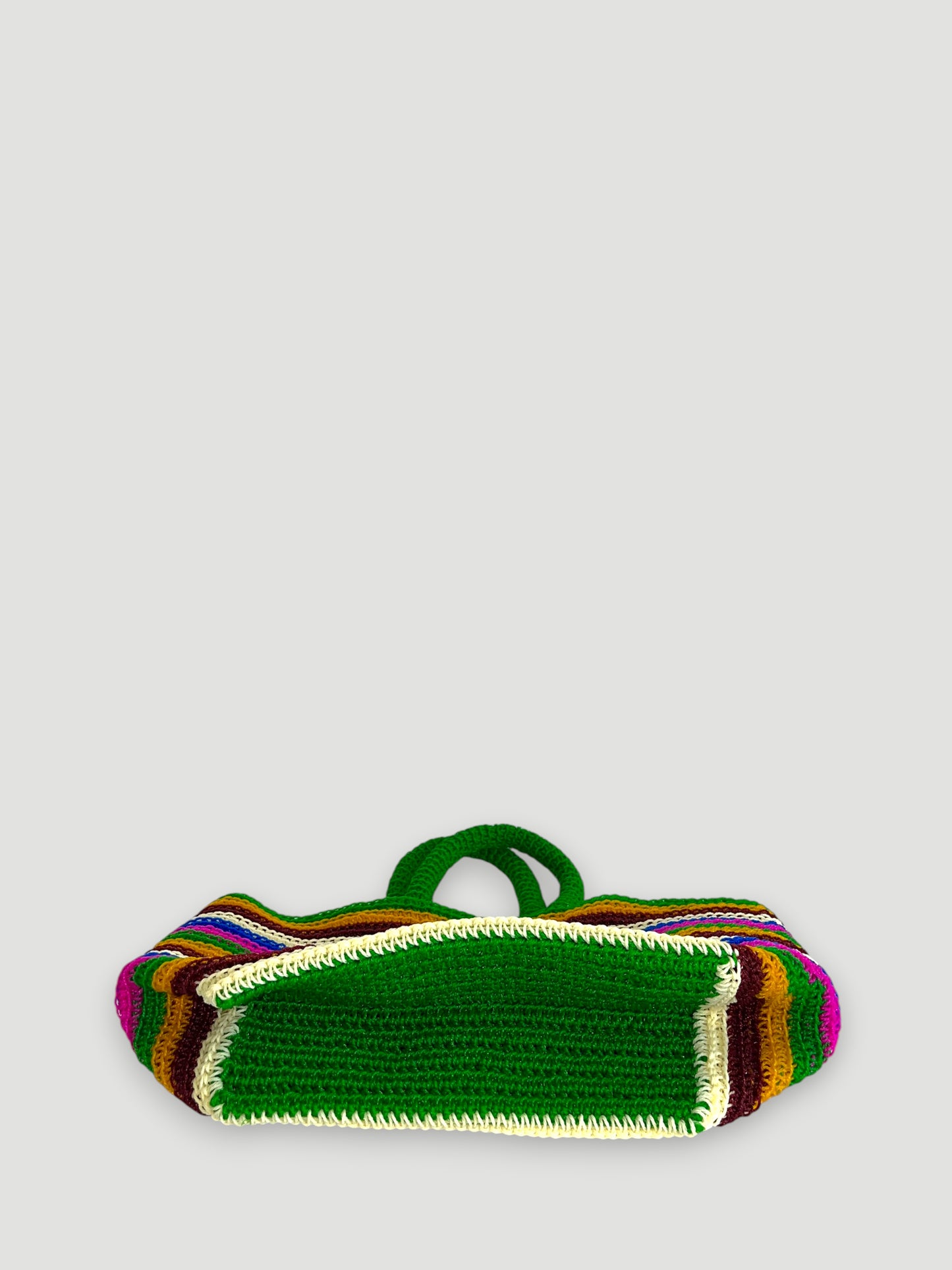 N°4SC - SAC PANIER CROCHET STRI M - MOYEN - multicolors