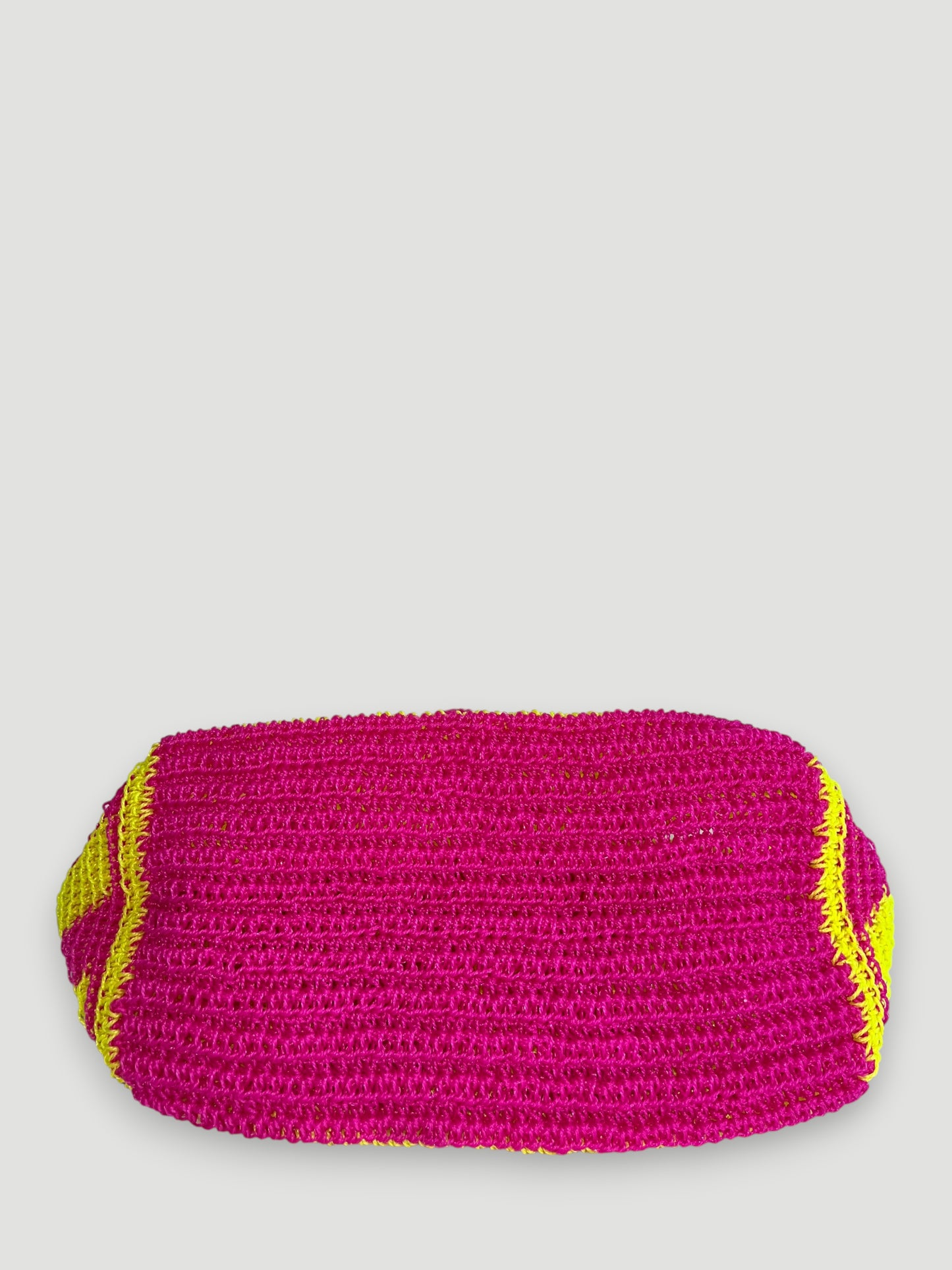No. 24SC - CROCHET BASKET BAG - LARGE - neon pink &amp; neon yellow