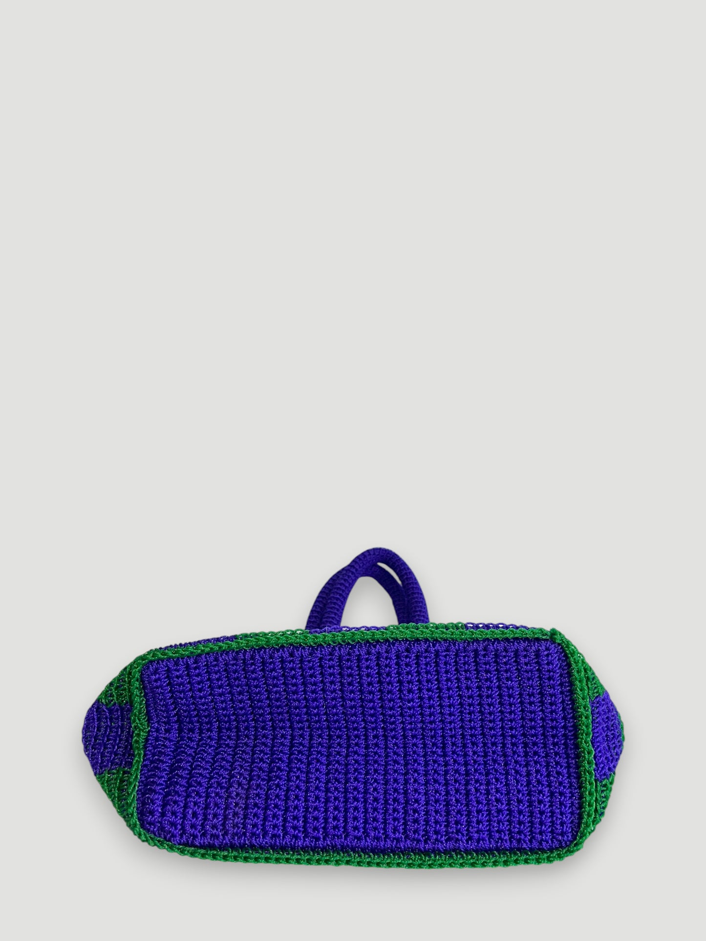 N°25SC - SAC PANIER CROCHET DAMIER L - GRAND - VIOLET & BLEU FONCE