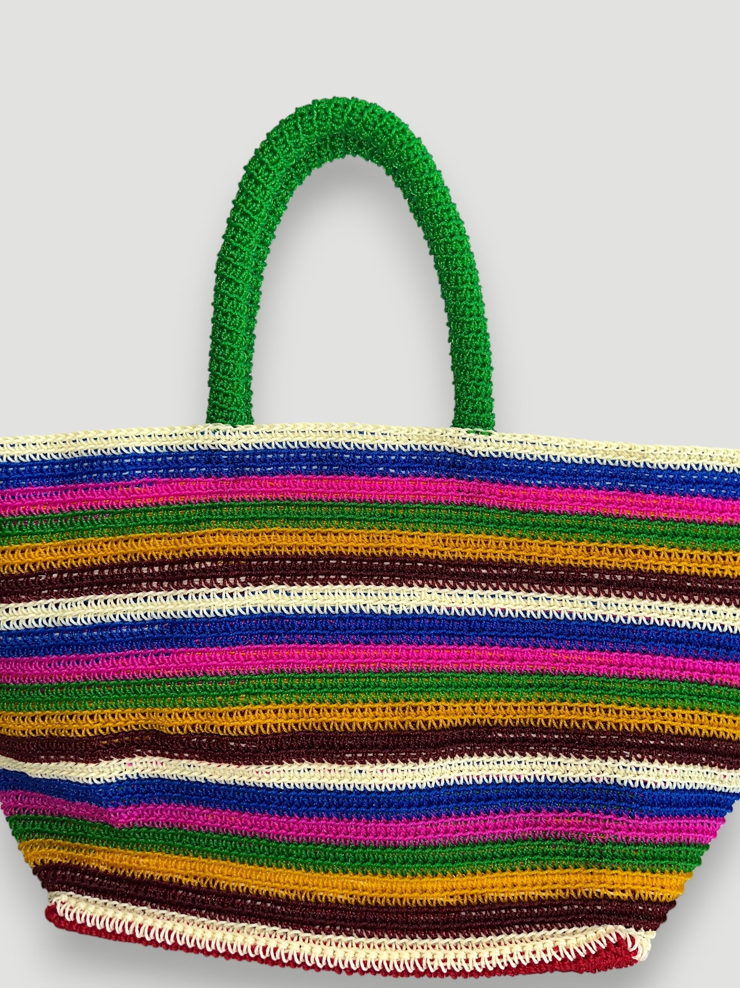 N°4SC - SAC PANIER CROCHET STRIE XL - MAXI - multicolors