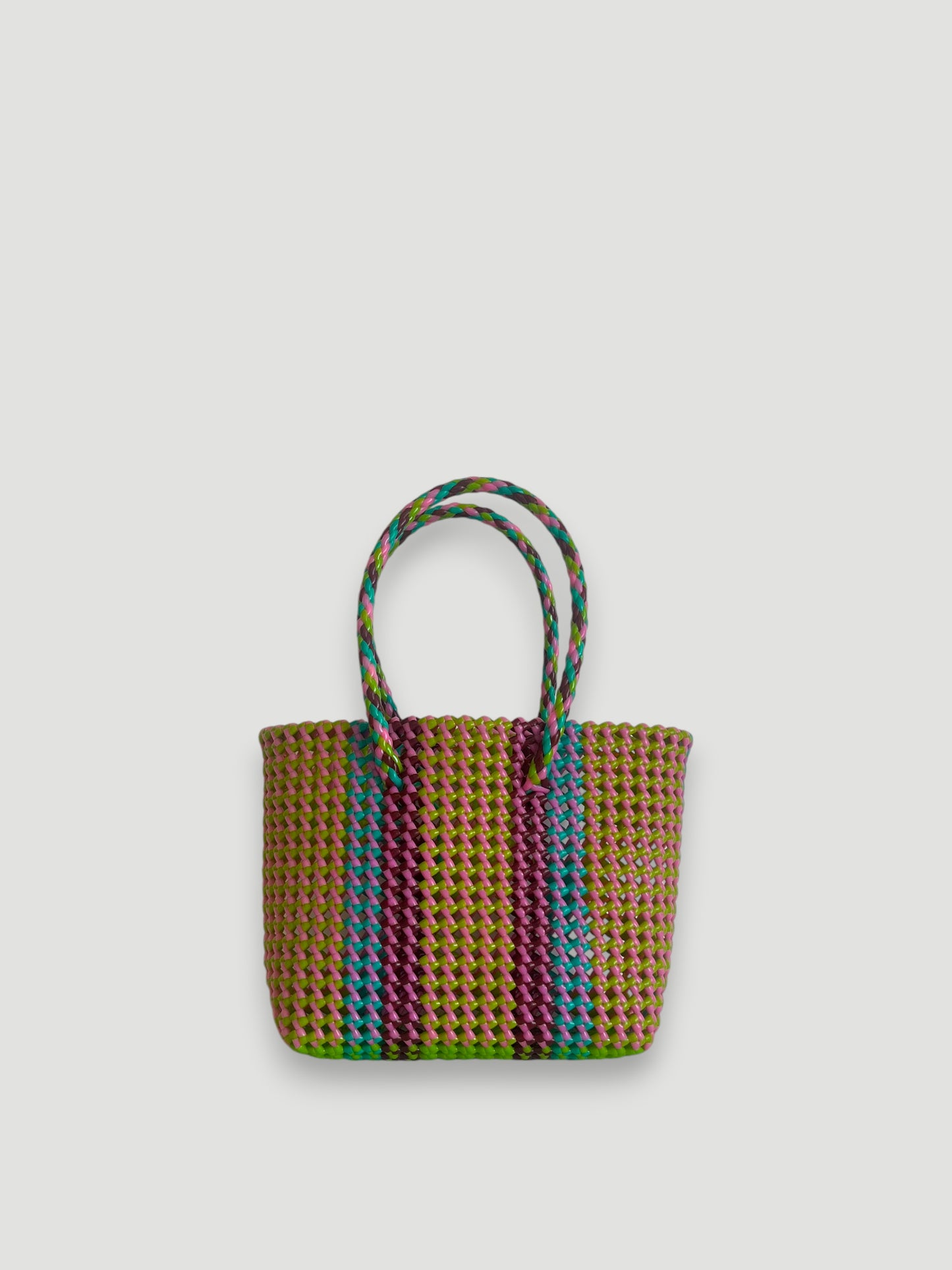 N°241S - SAC PANIER TRESSÉ MAIN - PETIT - multicolors