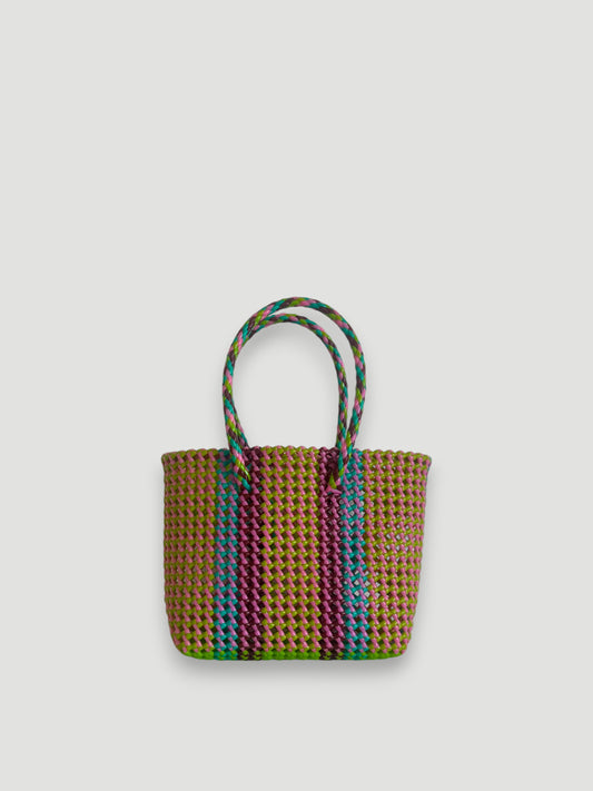 No. 241S - Hand-braided basket bag - small - multicoloured