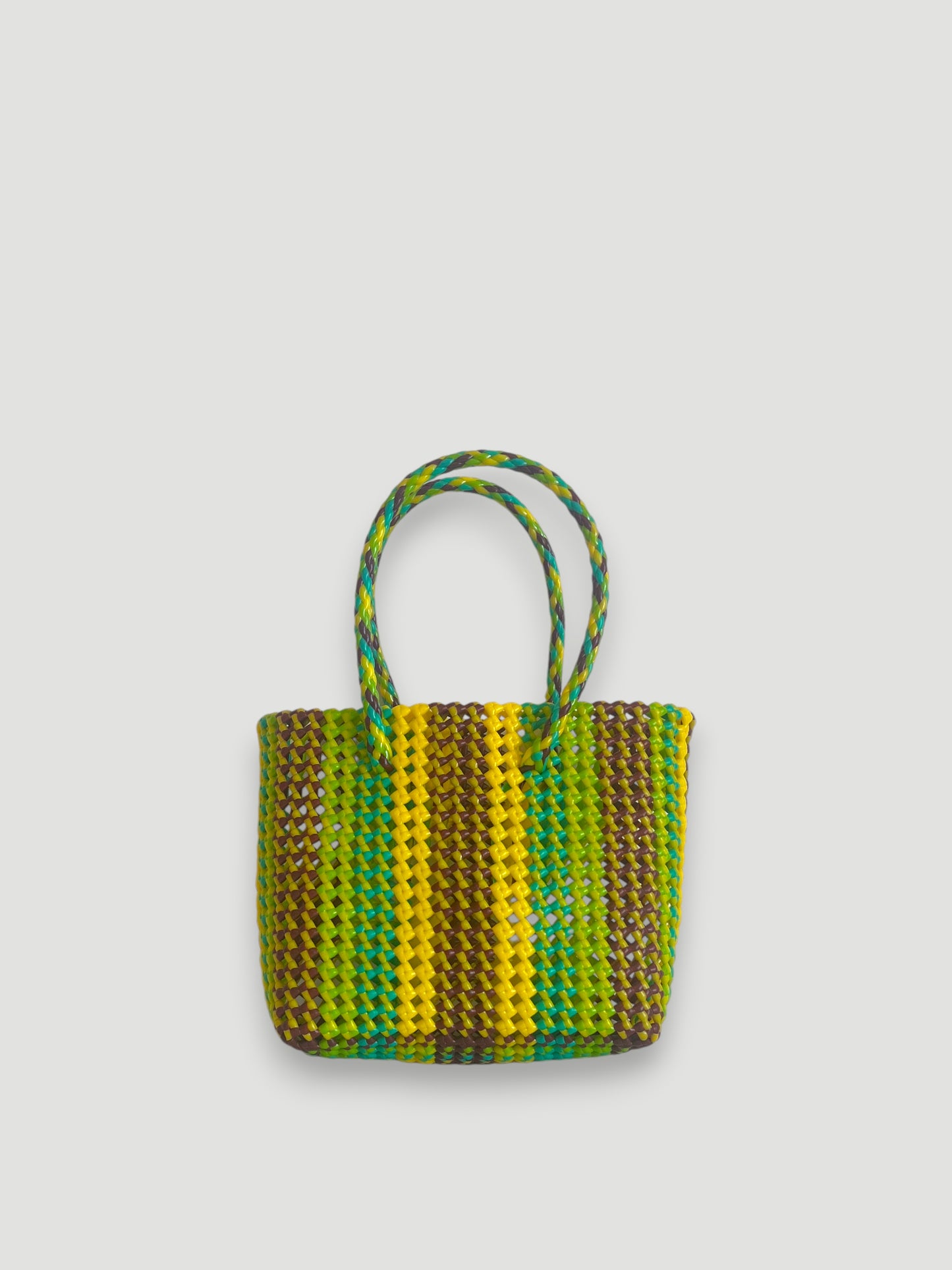 N°245S - SAC PANIER TRESSÉ MAIN - PETIT - multicolors