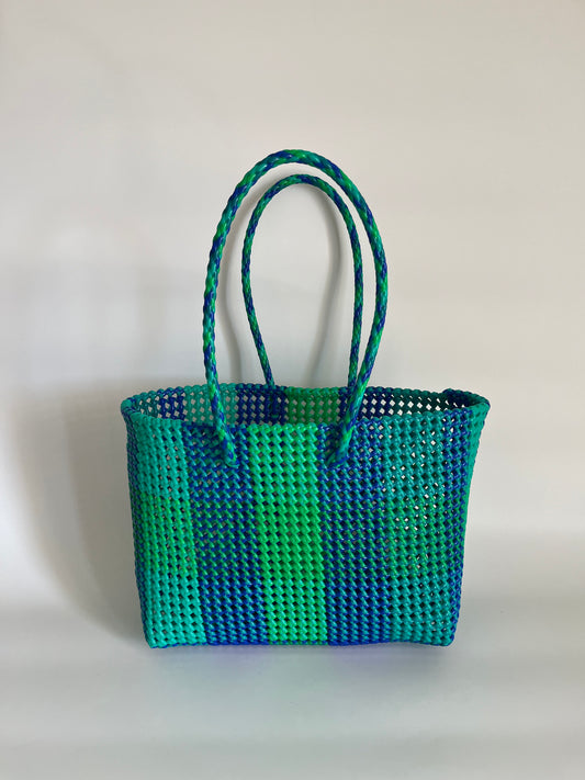 N°368L - SAC CABAS TRESSÉ MAIN - GRAND - multicolors