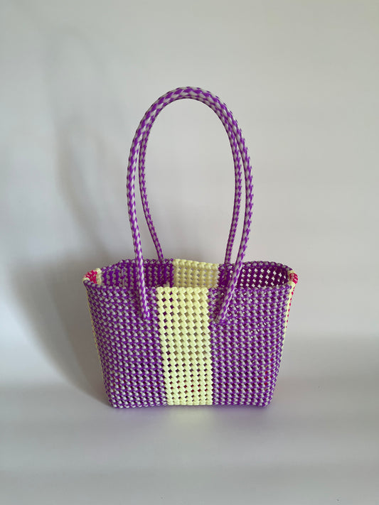 N°55M - SAC CABAS TRESSÉ MAIN - MOYEN - multicolors