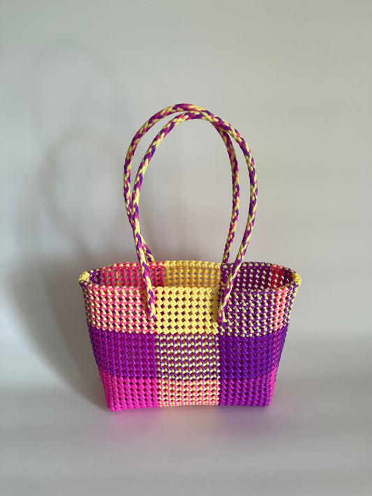 N°490M - SAC CABAS TRESSÉ MAIN - MOYEN - multicolors