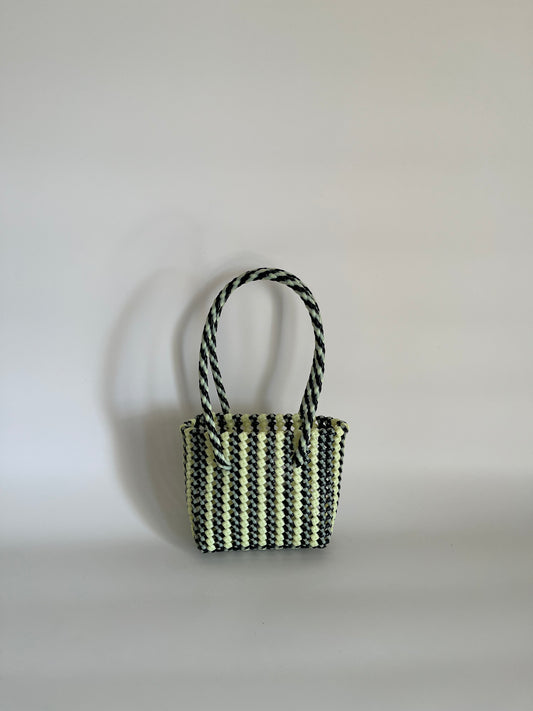 N°34XS bis - SAC CABAS TRESSÉ MAIN - MINI - noir & écru