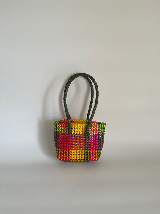 N°234XS - SAC CABAS TRESSÉ MAIN - MINI - multicolors