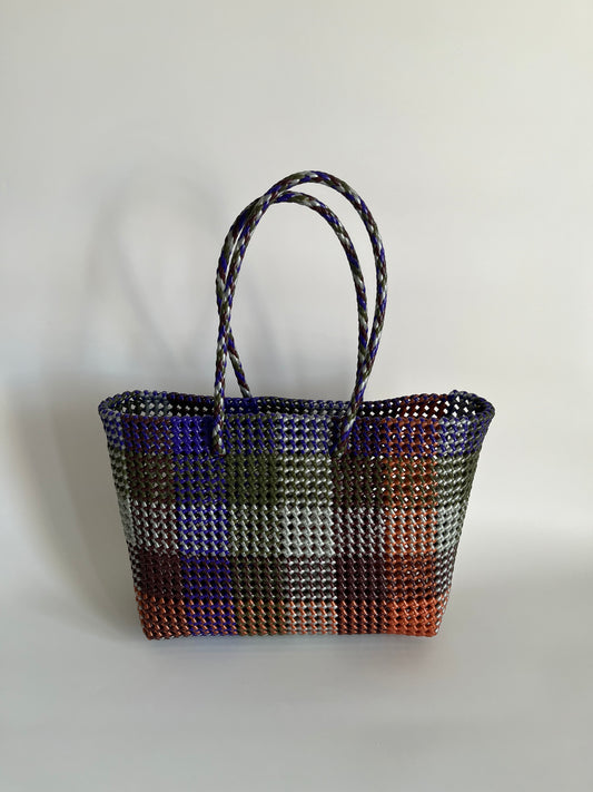 N°486L - SAC CABAS TRESSÉ MAIN - GRAND - multicolors