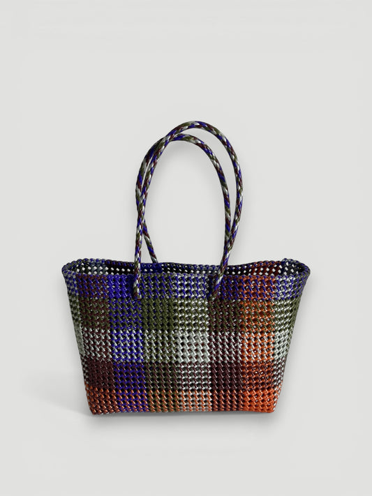 N°486L - SAC PANIER TRESSÉ MAIN - GRAND - multicolors