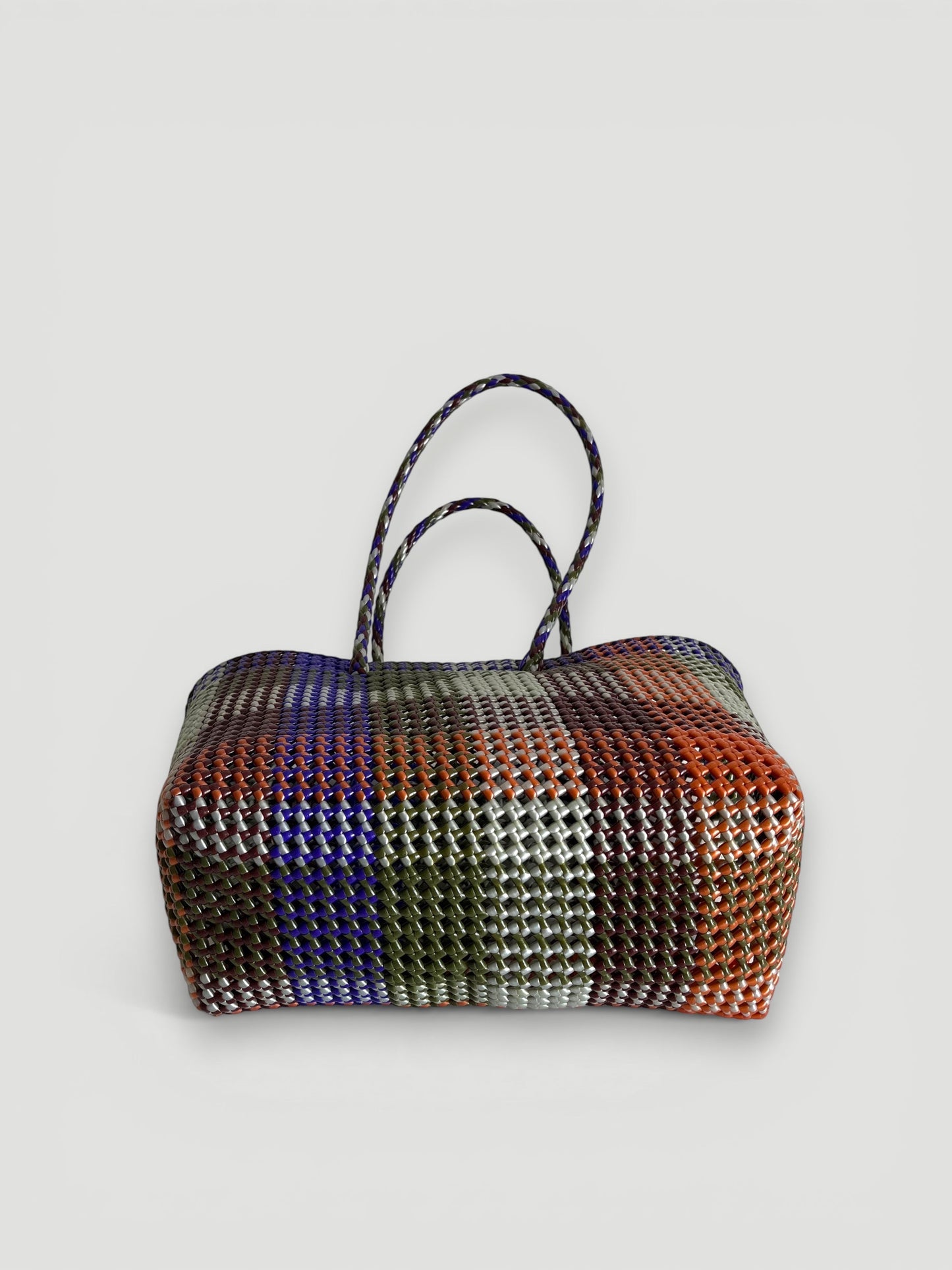 N°486L - SAC PANIER TRESSÉ MAIN - GRAND - multicolors