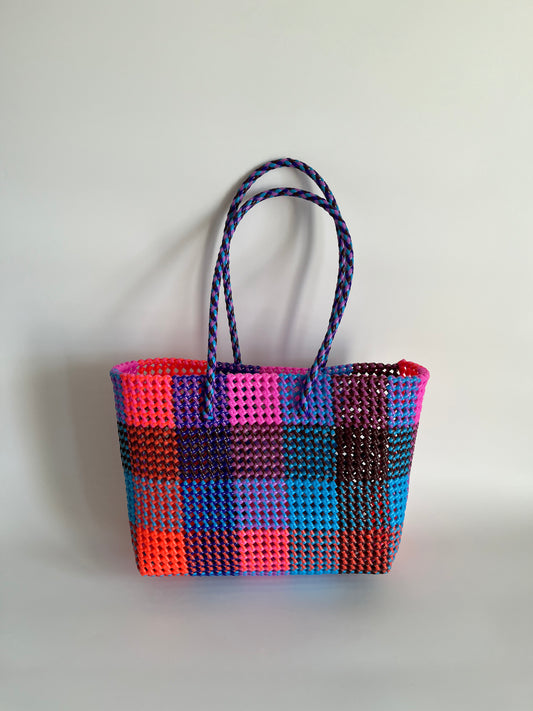 N°485L - SAC CABAS TRESSÉ  MAIN - GRAND - multicolors
