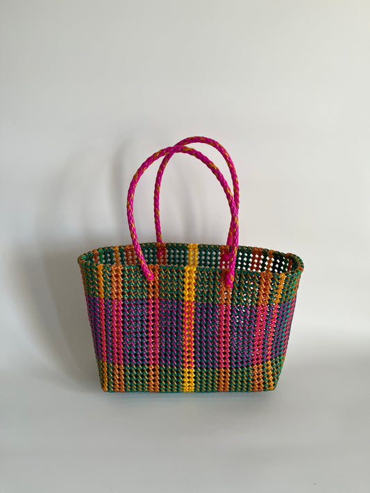 N°484L - SAC CABAS TRESSÉ  MAIN - GRAND - multicolors