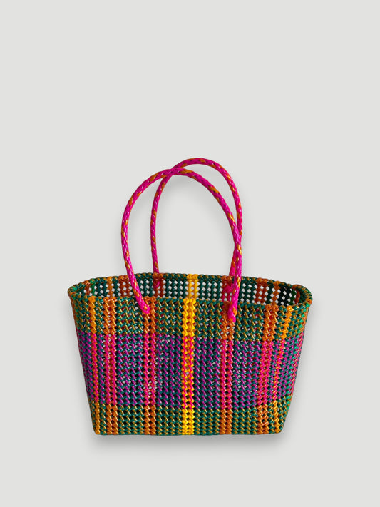N°484L - SAC PANIER TRESSÉ  MAIN - GRAND - multicolors