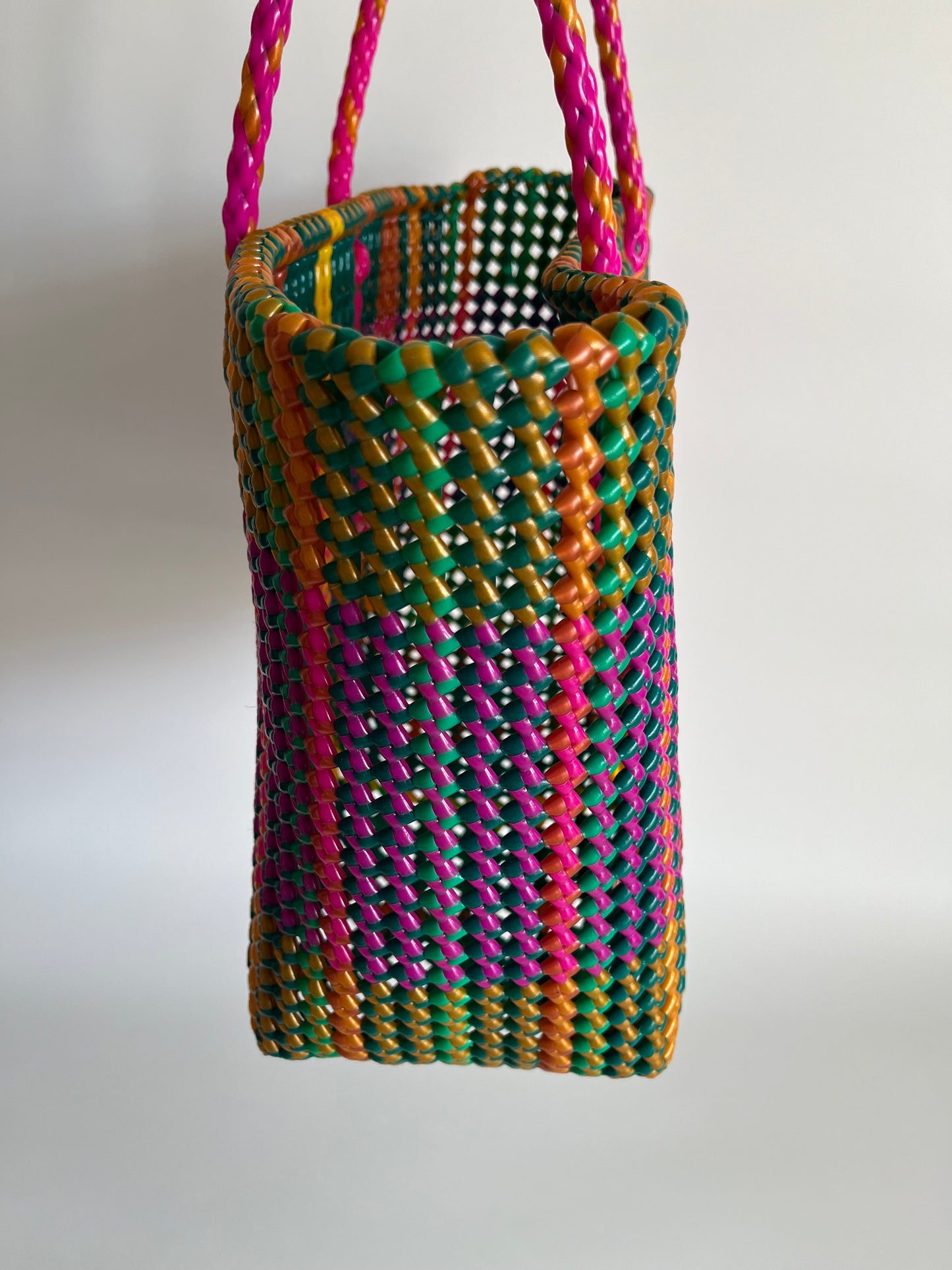 N°484L - SAC CABAS TRESSÉ  MAIN - GRAND - multicolors