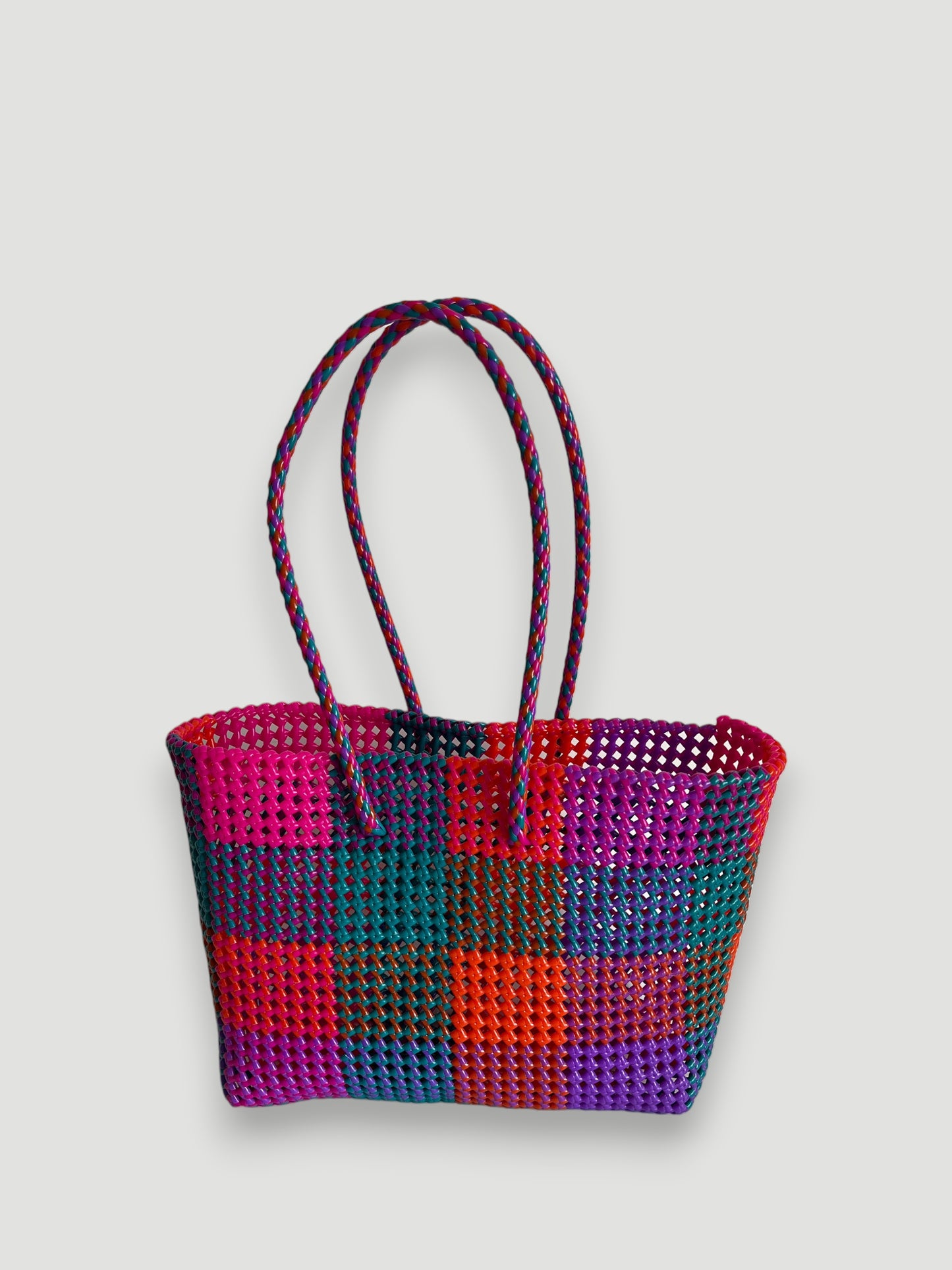 N°483L - SAC PANIER TRESSÉ  MAIN - GRAND - multicolors