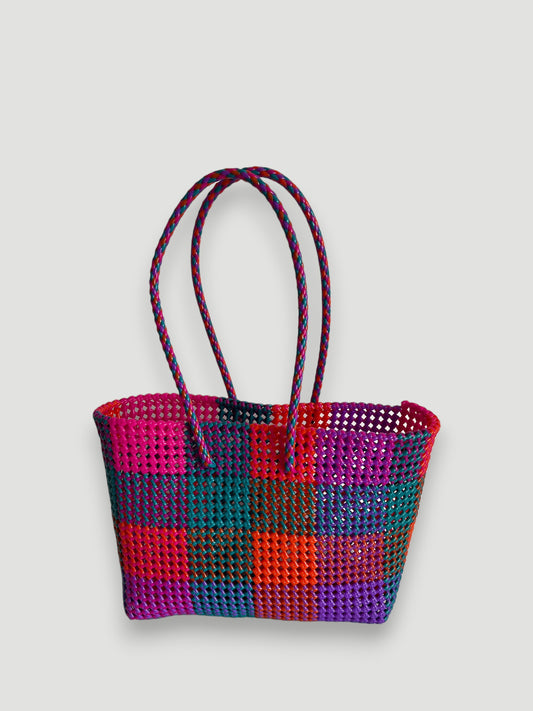 N°483L - SAC PANIER TRESSÉ  MAIN - GRAND - multicolors