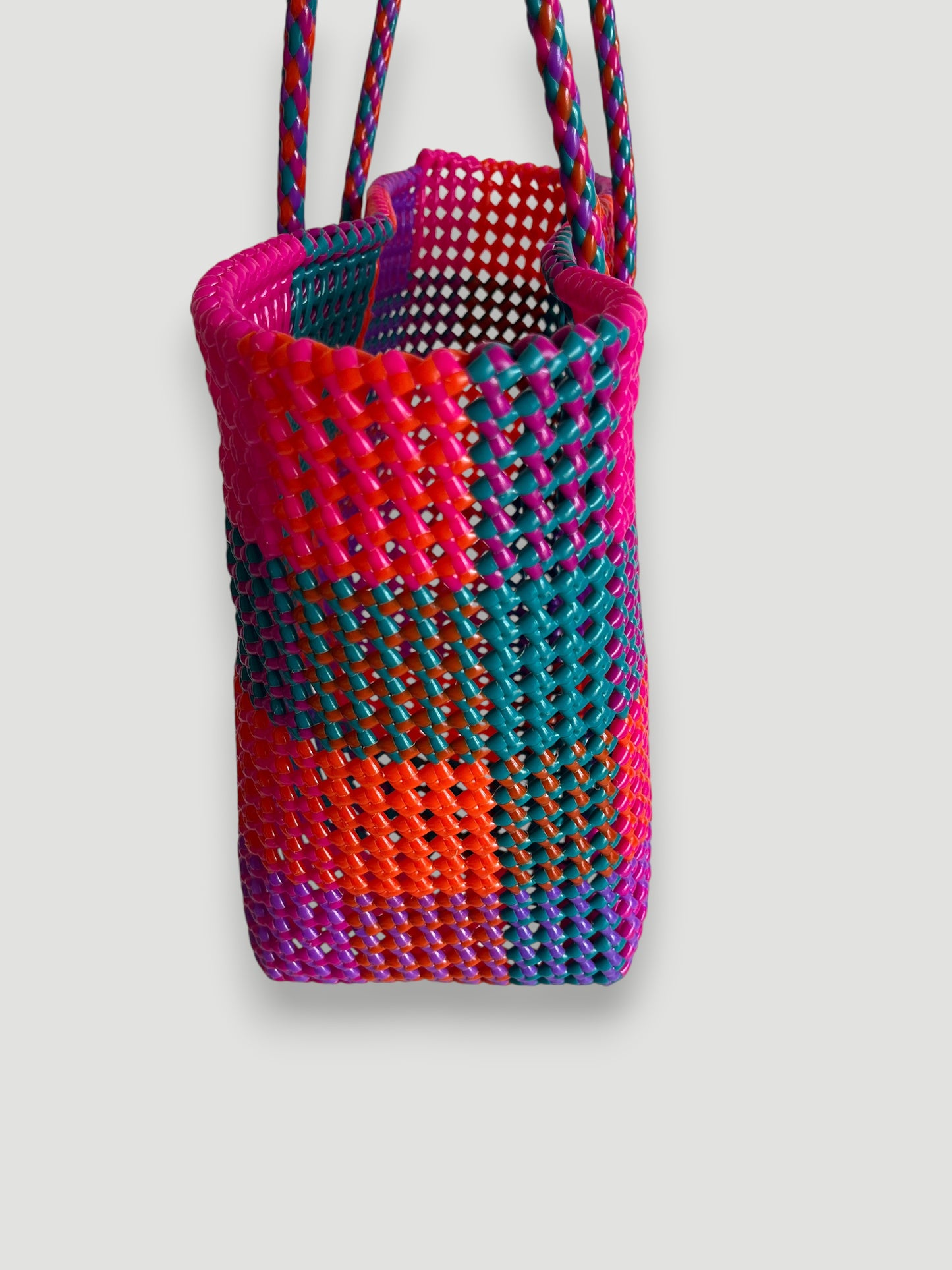 N°483L - SAC PANIER TRESSÉ  MAIN - GRAND - multicolors