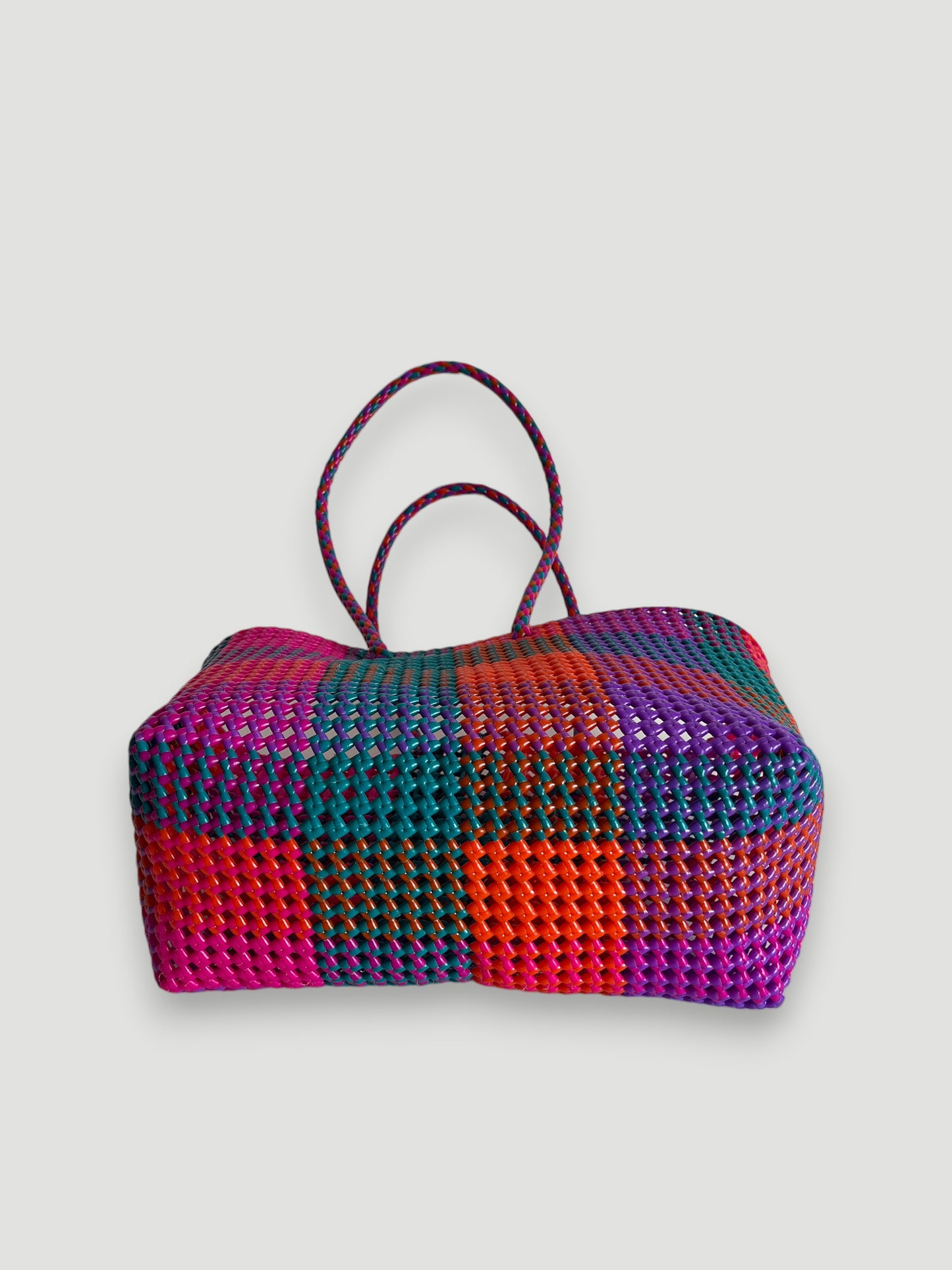 N°483L - SAC PANIER TRESSÉ  MAIN - GRAND - multicolors