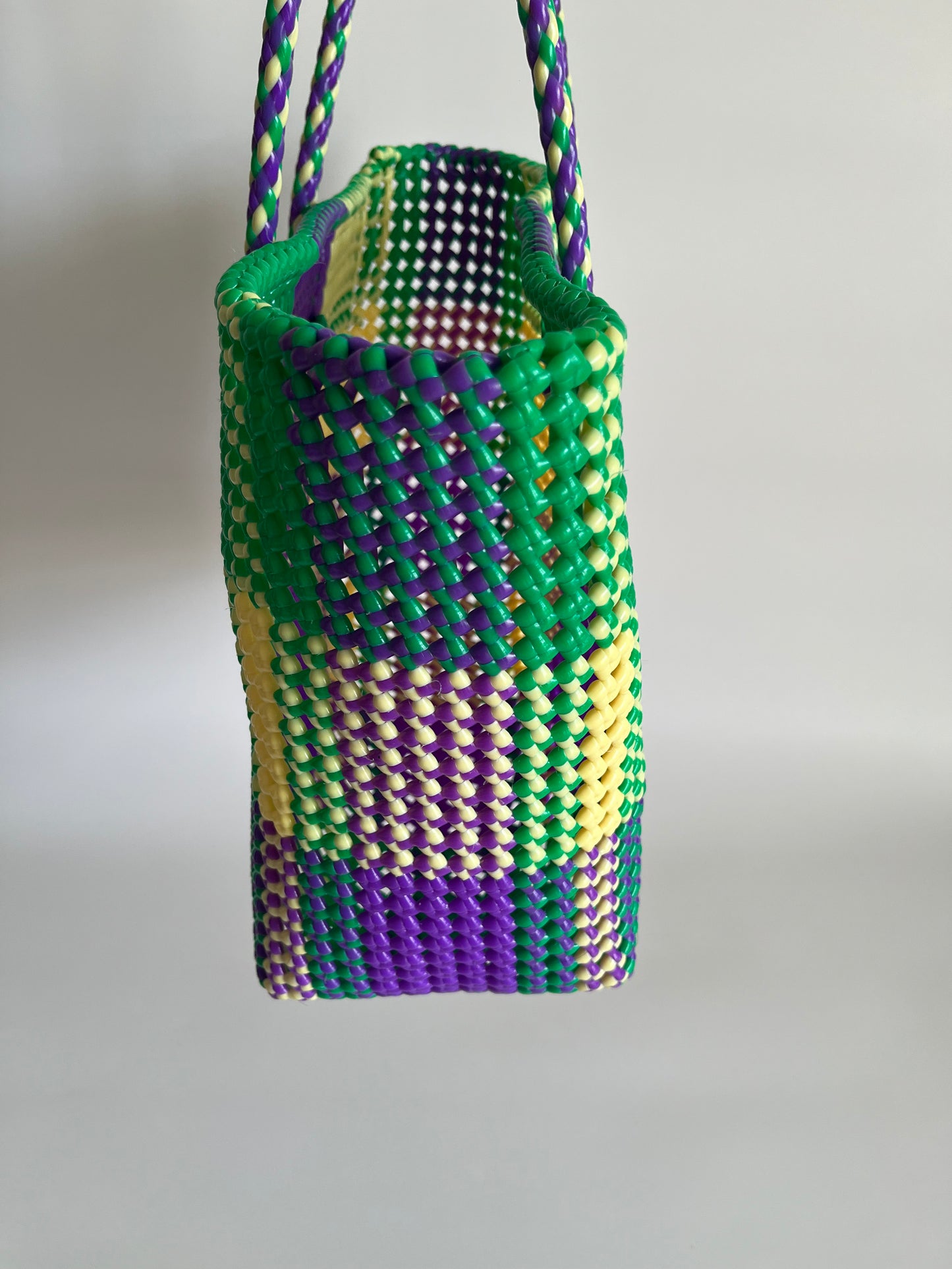 N°481L - SAC CABAS TRESSÉ MAIN  - GRAND - multicolors