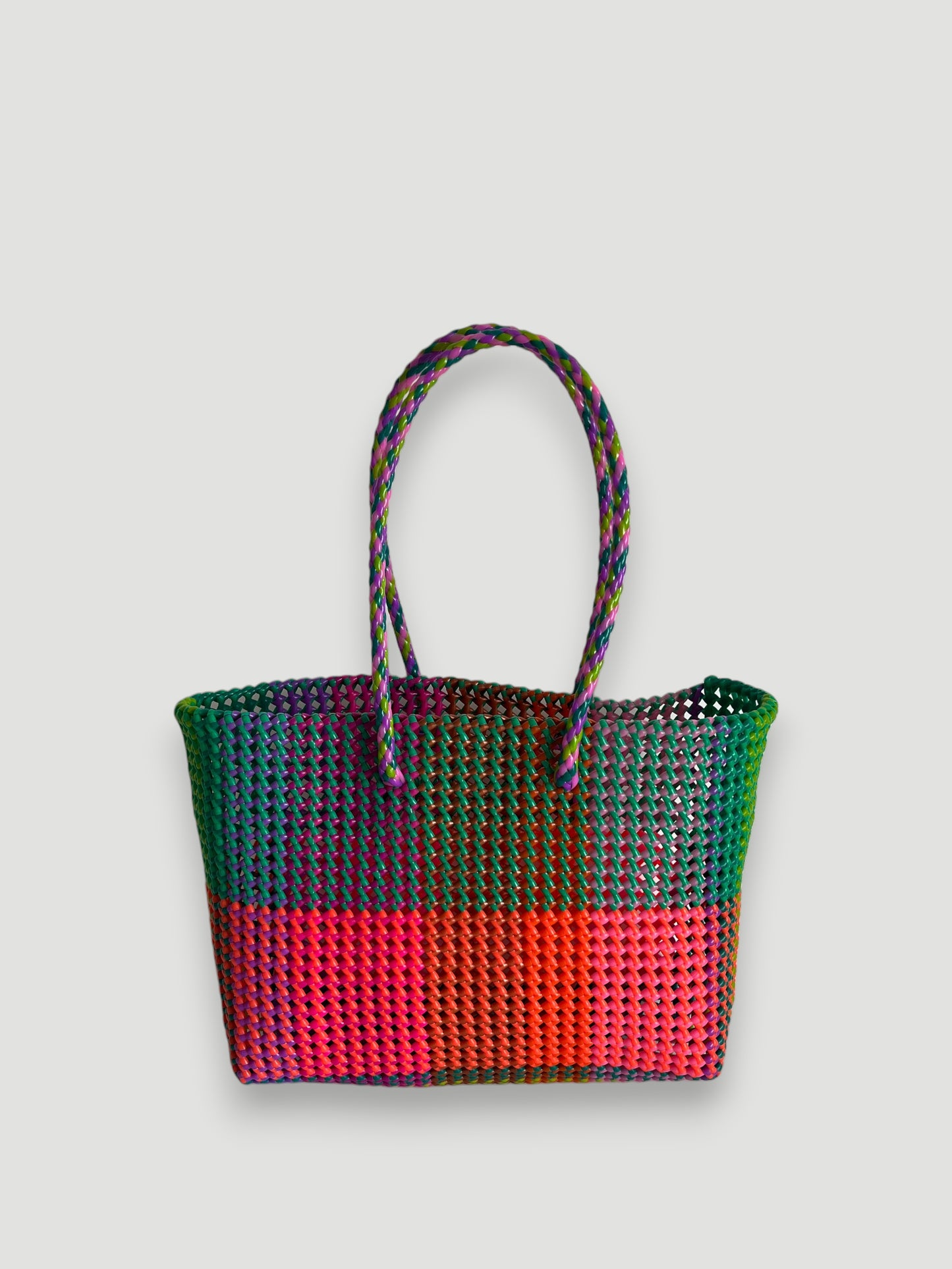 N°480L - SAC PANIER TRESSÉ MAIN - GRAND - multicolors