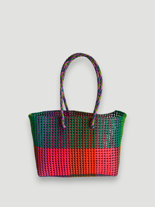 N°480L - SAC PANIER TRESSÉ MAIN - GRAND - multicolors