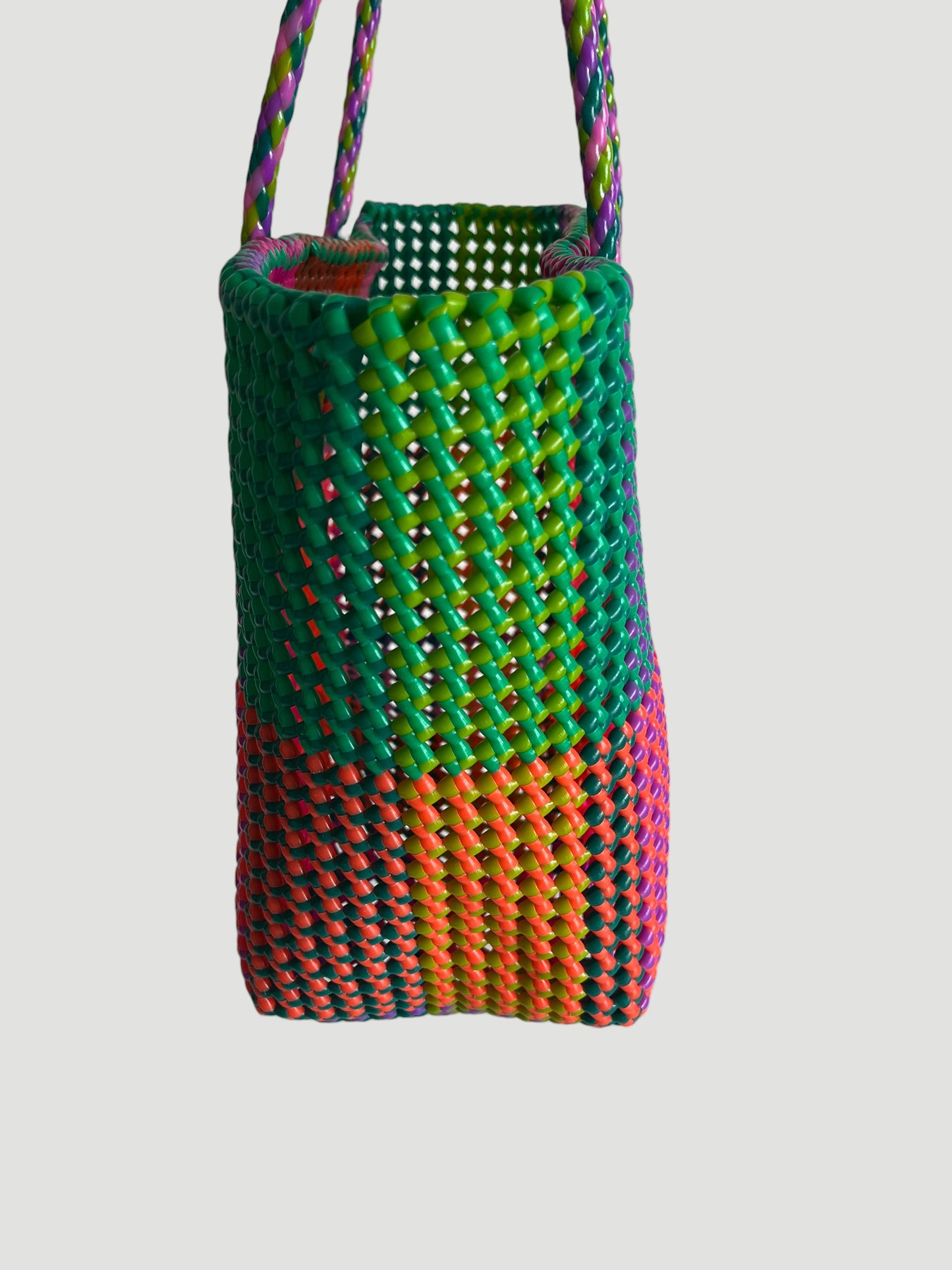 N°480L - SAC PANIER TRESSÉ MAIN - GRAND - multicolors