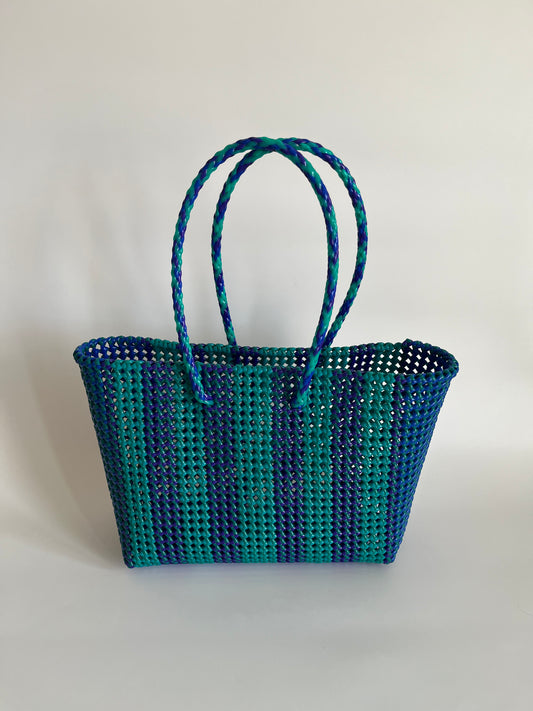 N°479L - SAC CABAS TRESSÉ MAIN - GRAND - multicolors