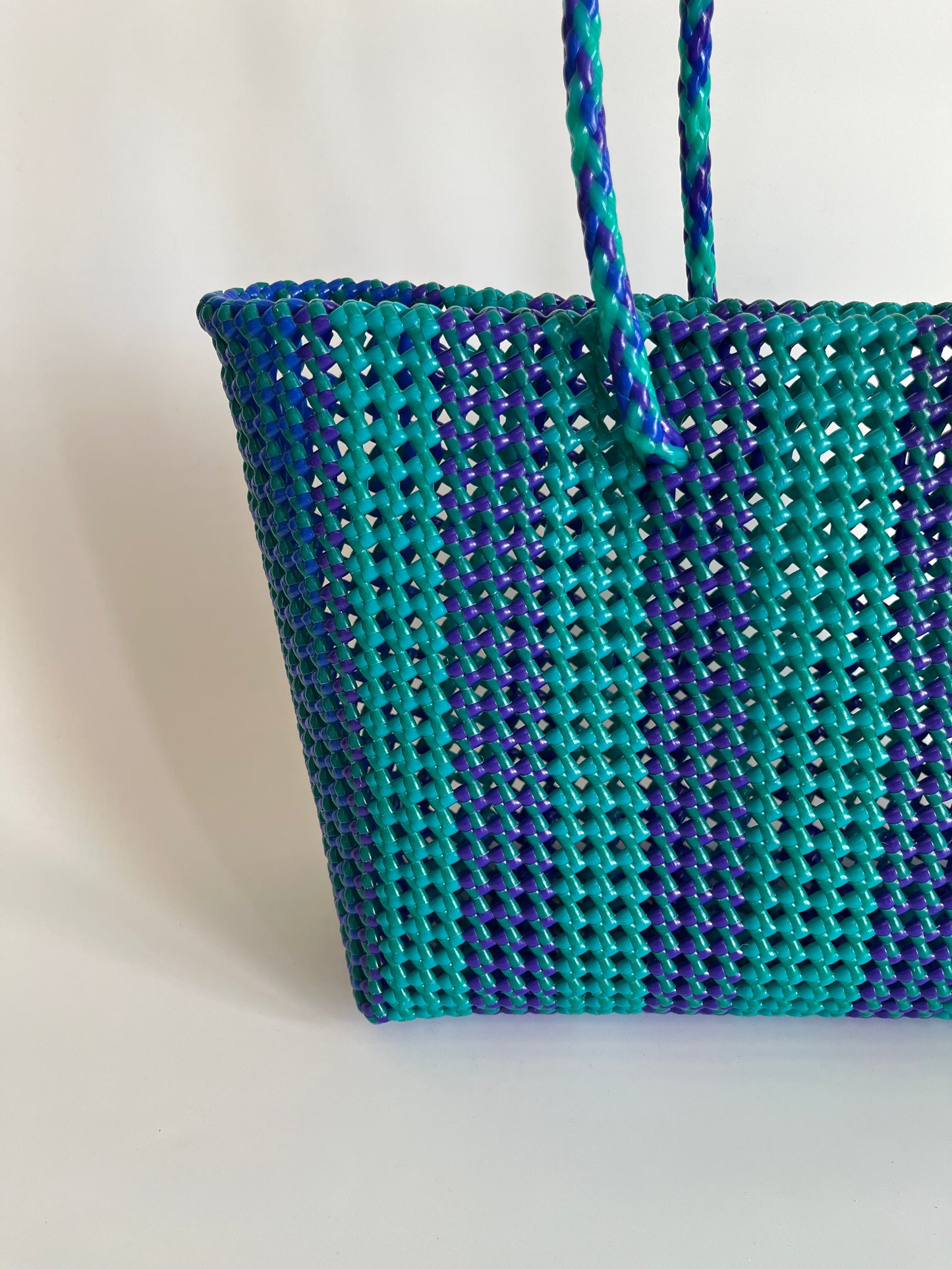 N°479L - SAC CABAS TRESSÉ MAIN - GRAND - multicolors