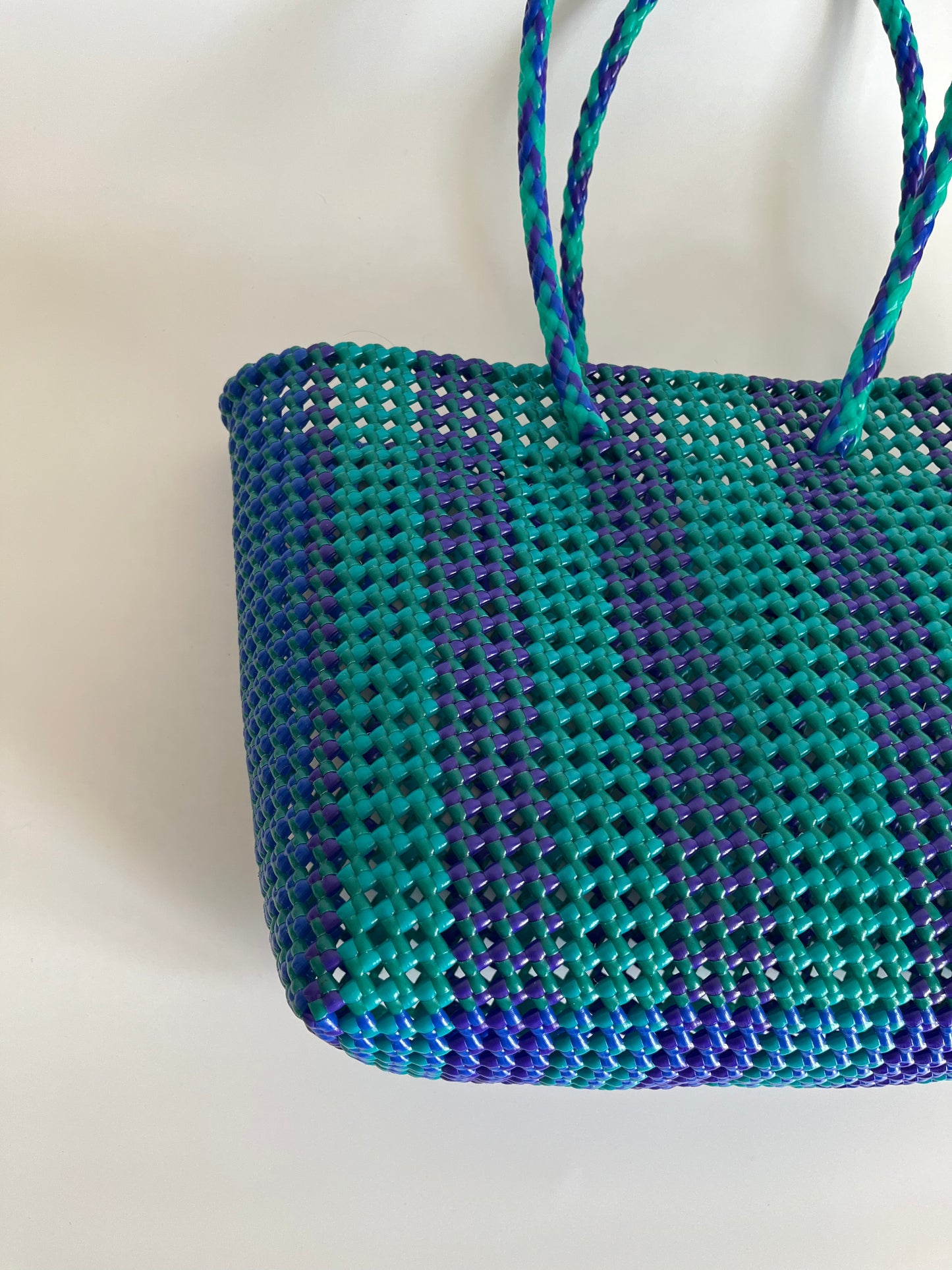 N°479L - SAC CABAS TRESSÉ MAIN - GRAND - multicolors