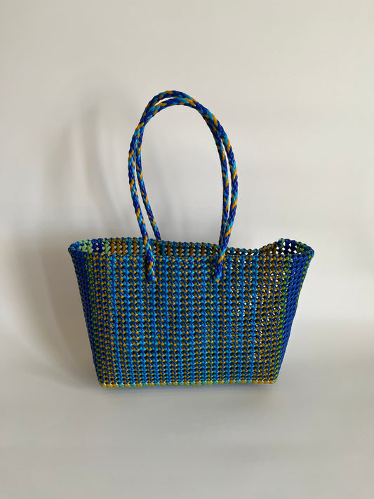 N°478L - SAC CABAS TRESSÉ  MAIN - GRAND - multicolors