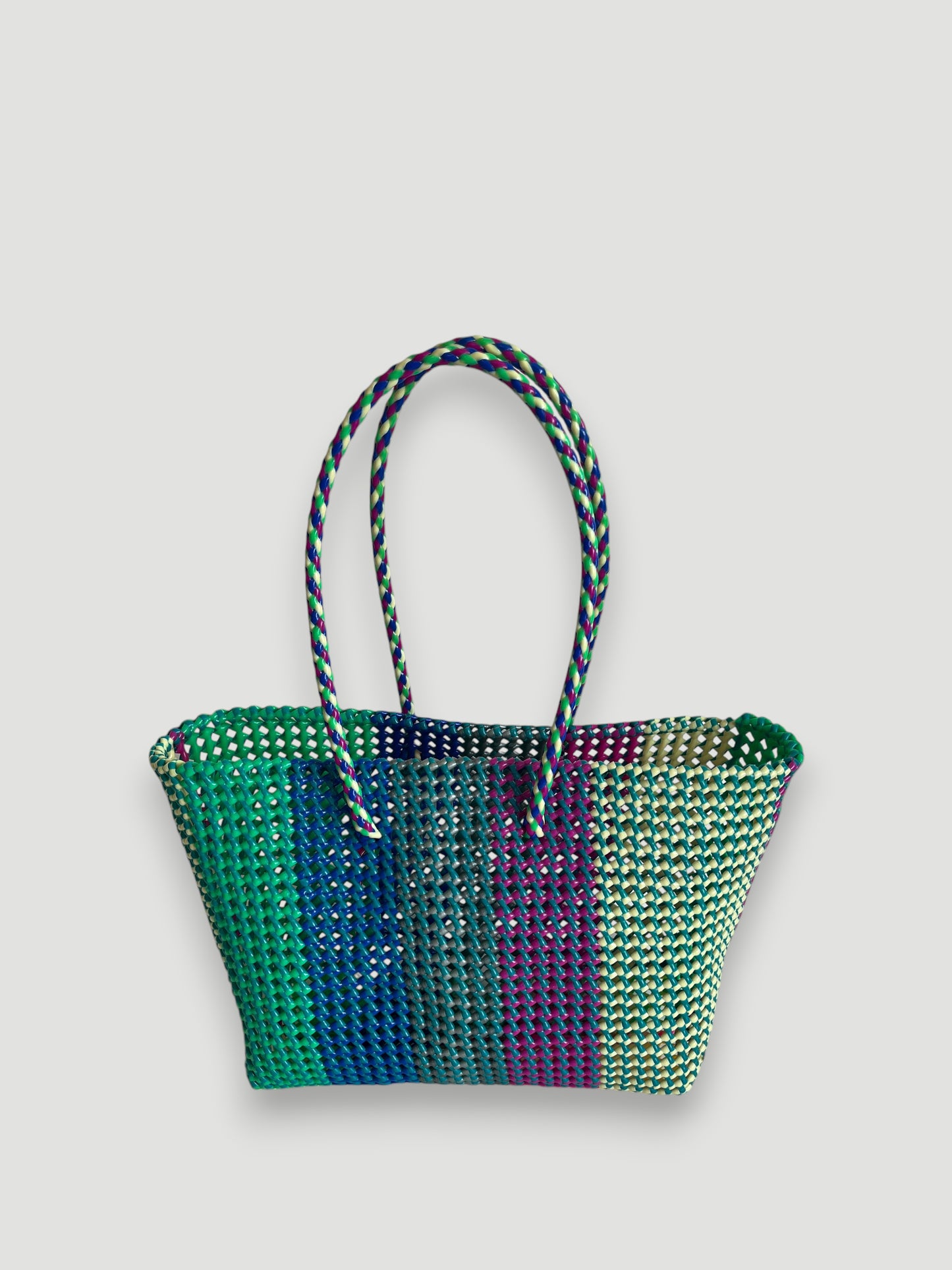 N°477L - SAC PANIER TRESSÉ MAIN - GRAND - multicolors