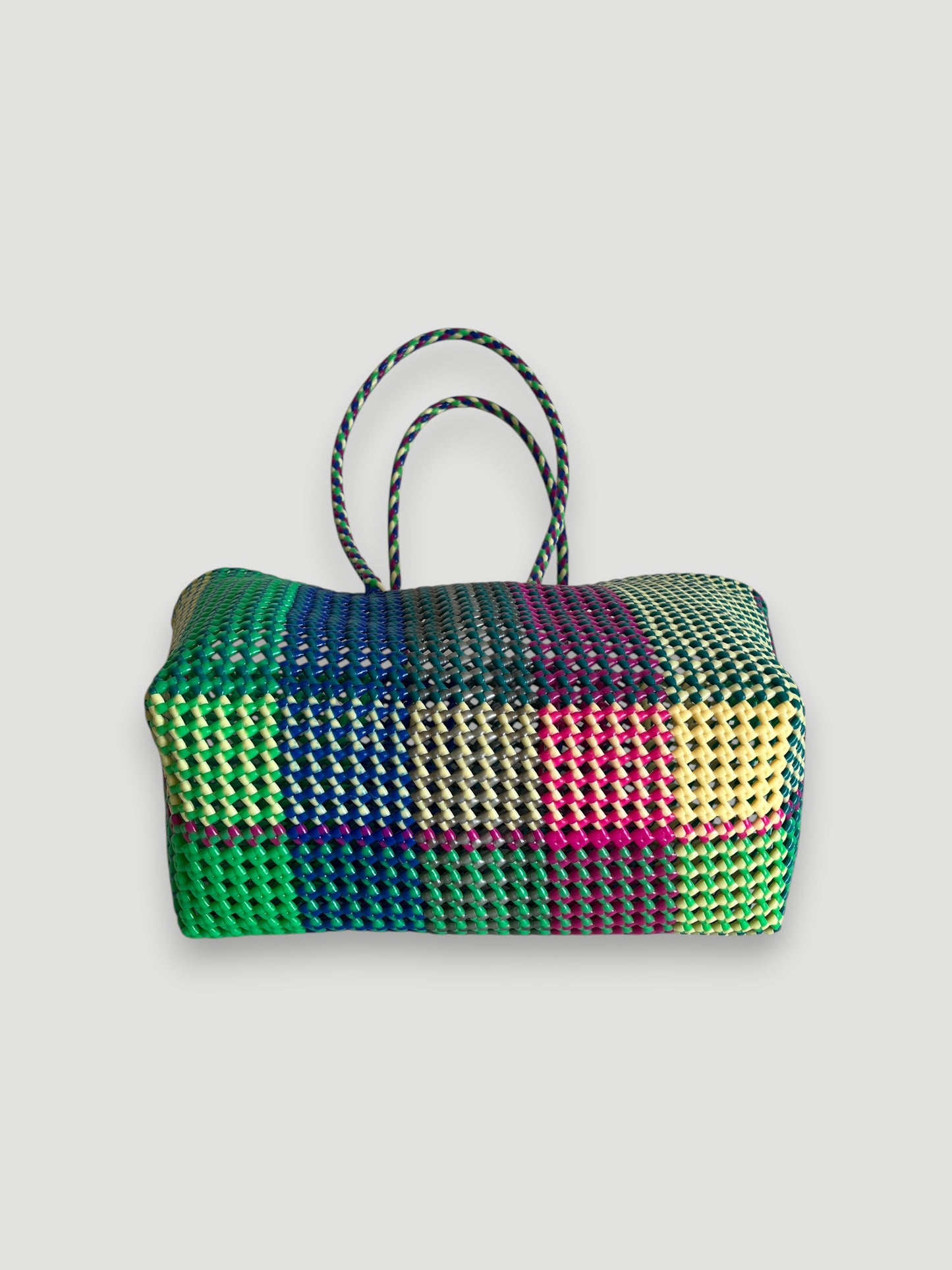 N°477L - SAC PANIER TRESSÉ MAIN - GRAND - multicolors